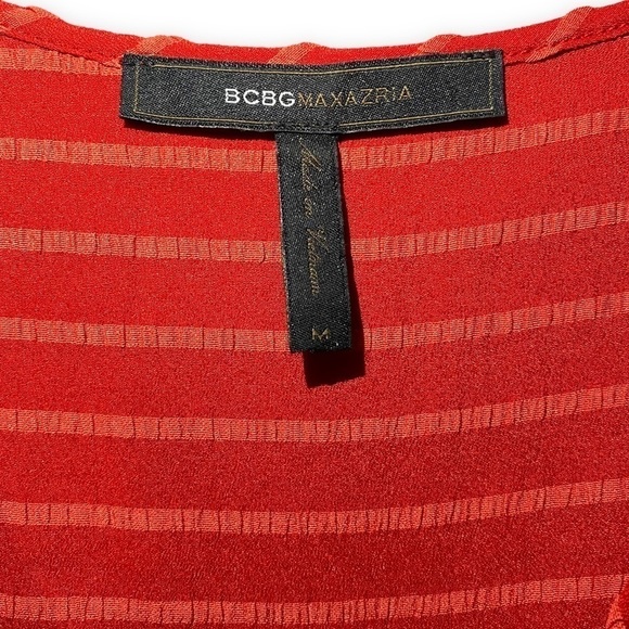 𝅺BCBGMAXAZRIA Venetian Red Hi-Low Wrap Blouse - Picture 5 of 7